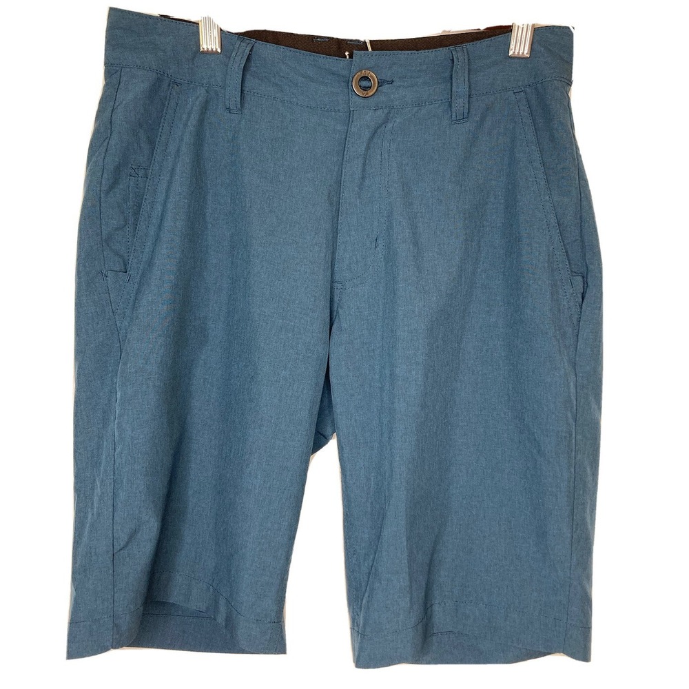 Fox Racing Mens Bermuda Shorts 28 Royal Blue Green‎ Flat Front 5-Pocket Classic